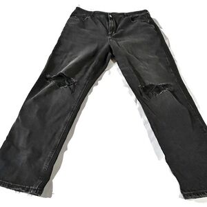 American Eagle Jeans Women’s Size 14 Black Distressed STRIGID Real Good Jeans